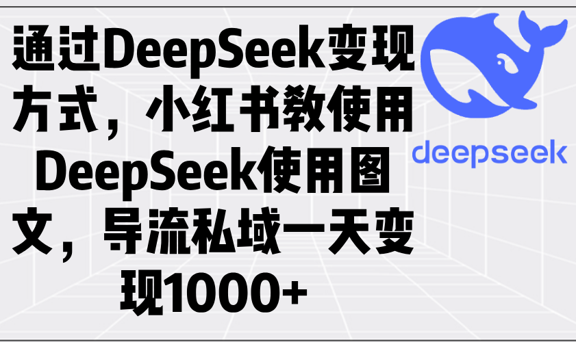 通过DeepSeek变现方式，小红书教使用DeepSeek图文，导流私域一天变现1000+-搜外项目网