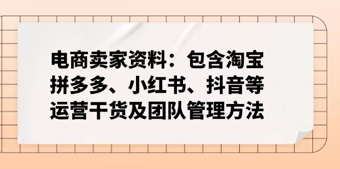 电商卖家资料：包含淘宝、拼多多、小红书、抖音等运营干货及团队管理方法-搜外项目网