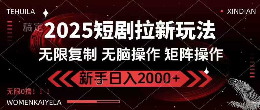 2025短剧拉新玩法，无需注册登录，无限0撸，无脑批量操作日入2000+-搜外项目网