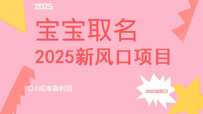 2025新风口项目宝宝取名，0成本高利润，附保姆级教程，月入过万不是梦-搜外项目网