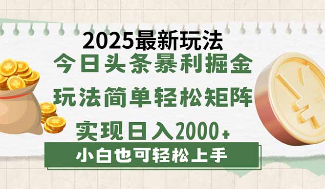 今日头条2025最新玩法，思路简单，复制粘贴，轻松实现矩阵日入2000+-搜外项目网