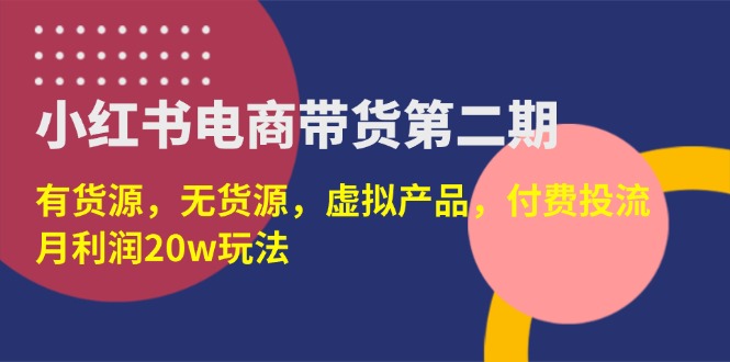 小红书电商带货第二期，有货源，无货源，虚拟产品，付费投流，月利润20w-搜外项目网