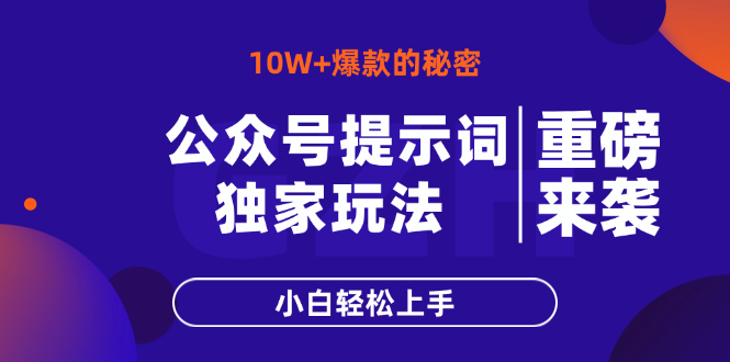 公众号提示词玩法，10W+爆文最简单快速的方法，小白轻松上手-搜外项目网