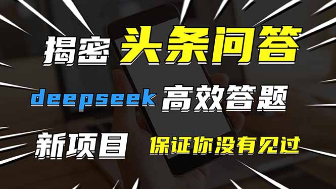 头条问答,刚出的新玩法!保证你没见过!用DeepSeek去高效答题,一个账...-搜外项目网