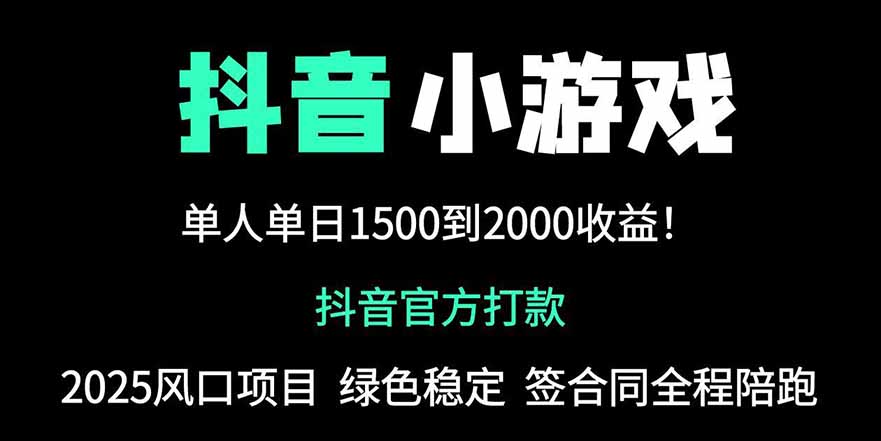 抖音官方小游戏2025全网最新玩法，暴利赚钱项目，单机日入2000+，绝不...-搜外项目网