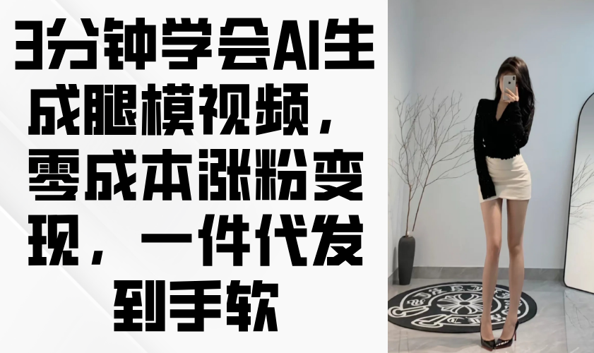 3分钟学会AI生成腿模视频，零成本涨粉变现，一件代发到手软-搜外项目网