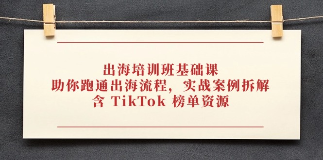 出海培训班基础课,助你跑通出海流程,实战案例拆解,含 TikTok 榜单资源-搜外项目网