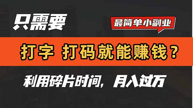 只需要打字，打码，就能赚钱？简单的赚钱小副业，利用碎片时间，月入过万-搜外项目网