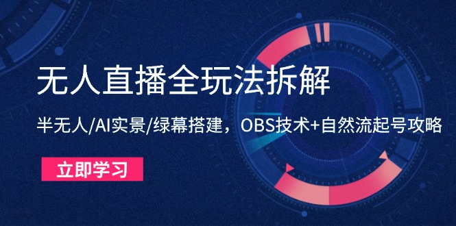 无人直播全玩法拆解:半无人/AI实景/绿幕搭建,OBS技术+自然流起号攻略-搜外项目网