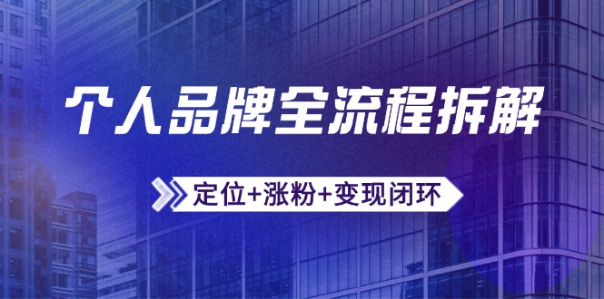 个人品牌全流程拆解:定位+涨粉+变现闭环,微信生态运营与资源整合-搜外项目网