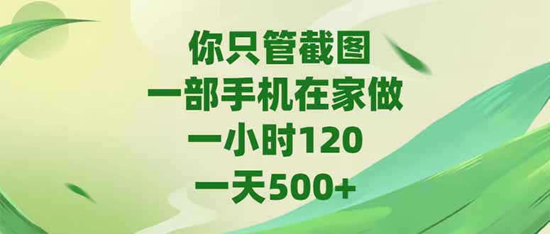 你只管截图，一部手机在家做，一小时120，-天500+-搜外项目网