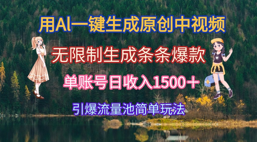 用Al一键生成原创中视频,无限制生成条条爆款,单账号日收入1500+引爆...-搜外项目网