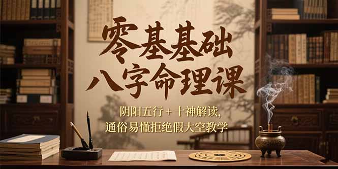 零基础八字命理课,阴阳五行+十神解读,通俗易懂拒绝假大空教学-搜外项目网