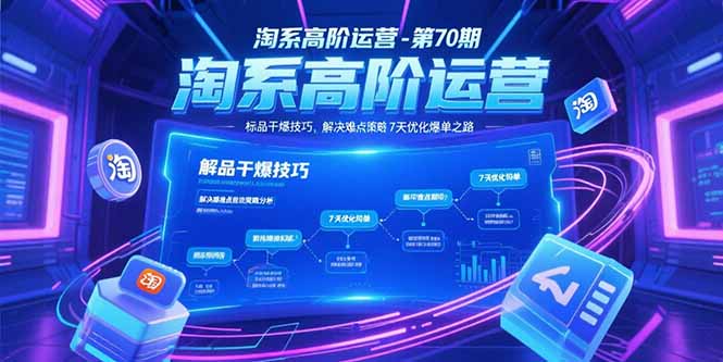 淘系高阶运营-第70期,标品干爆技巧,解决难点策略,大佬操盘方法-搜外项目网